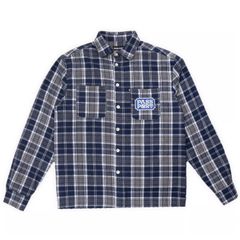 Yearbook Logo Workers Flannel - Navy - / ネルシャツ