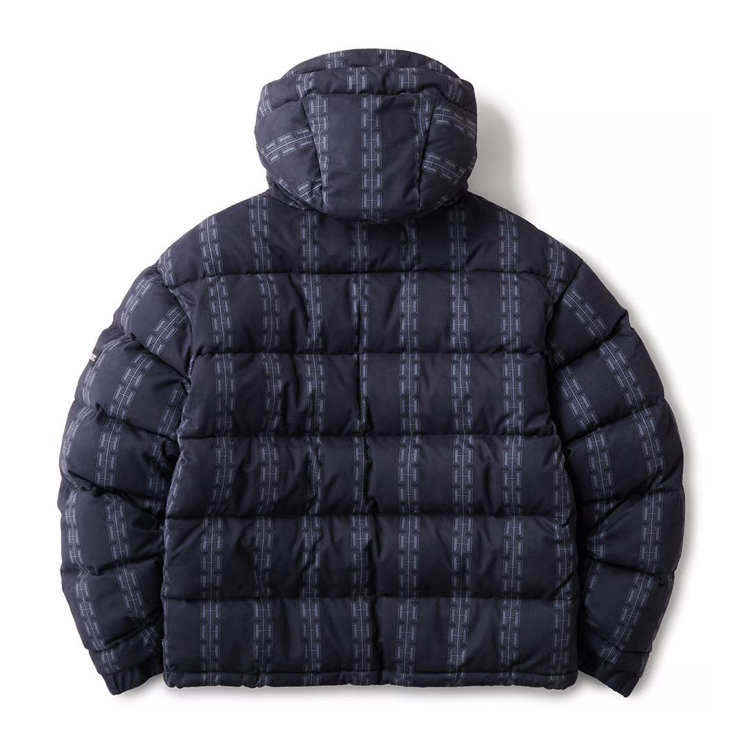 H CHAIN SUEDE HOODED DOWN JACKET - BLACK / ダウン