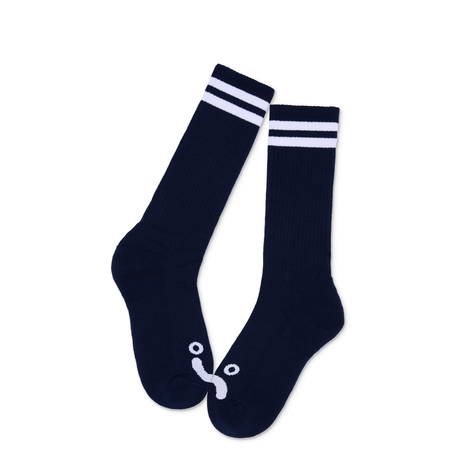 Rib Socks | Long | Happy Sad ( Navy / White ) / ソックス 靴下