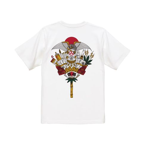 熊手 S/S T-SHIRTS ( 画工遊鷹 ) YUTAKA × RUTSUBO “KUMADE” Lucky Rake Tee ( White ) / Tシャツ