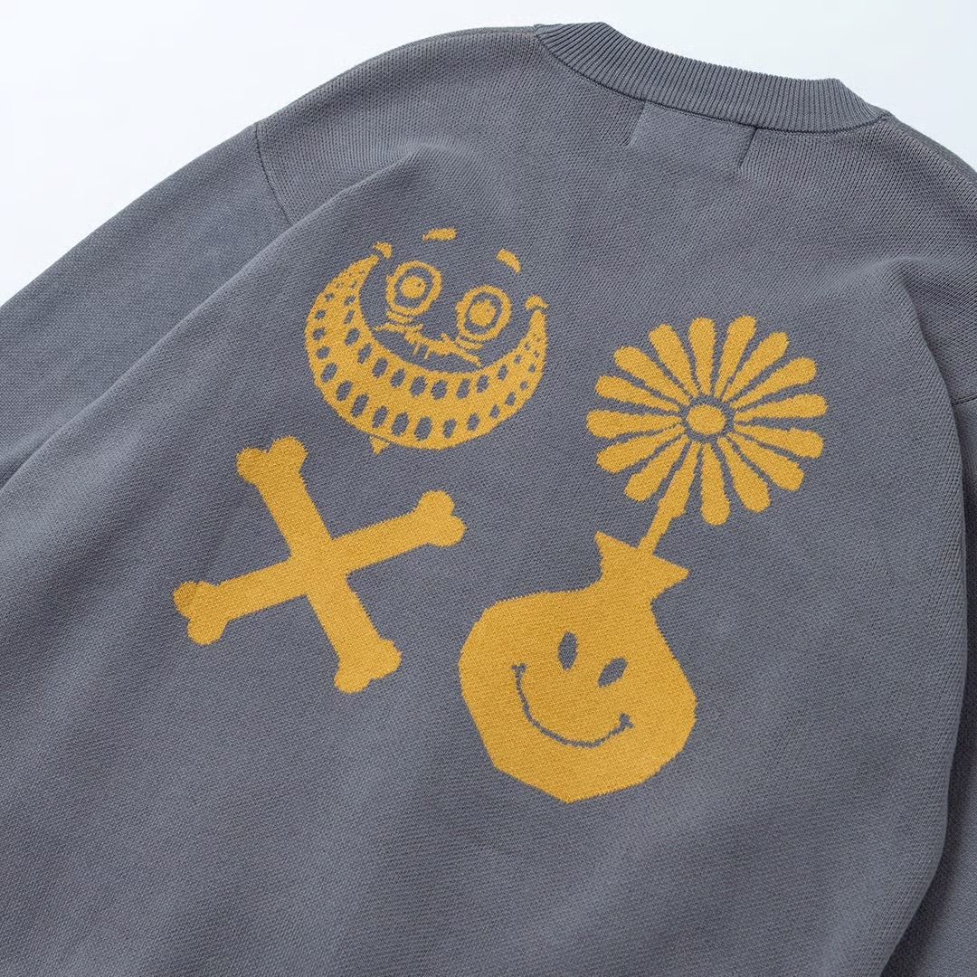 Daily Motifs Cotton Cardigan (RUTSUBO×yoshi47 ) / ニット カーディガン(Gray)
