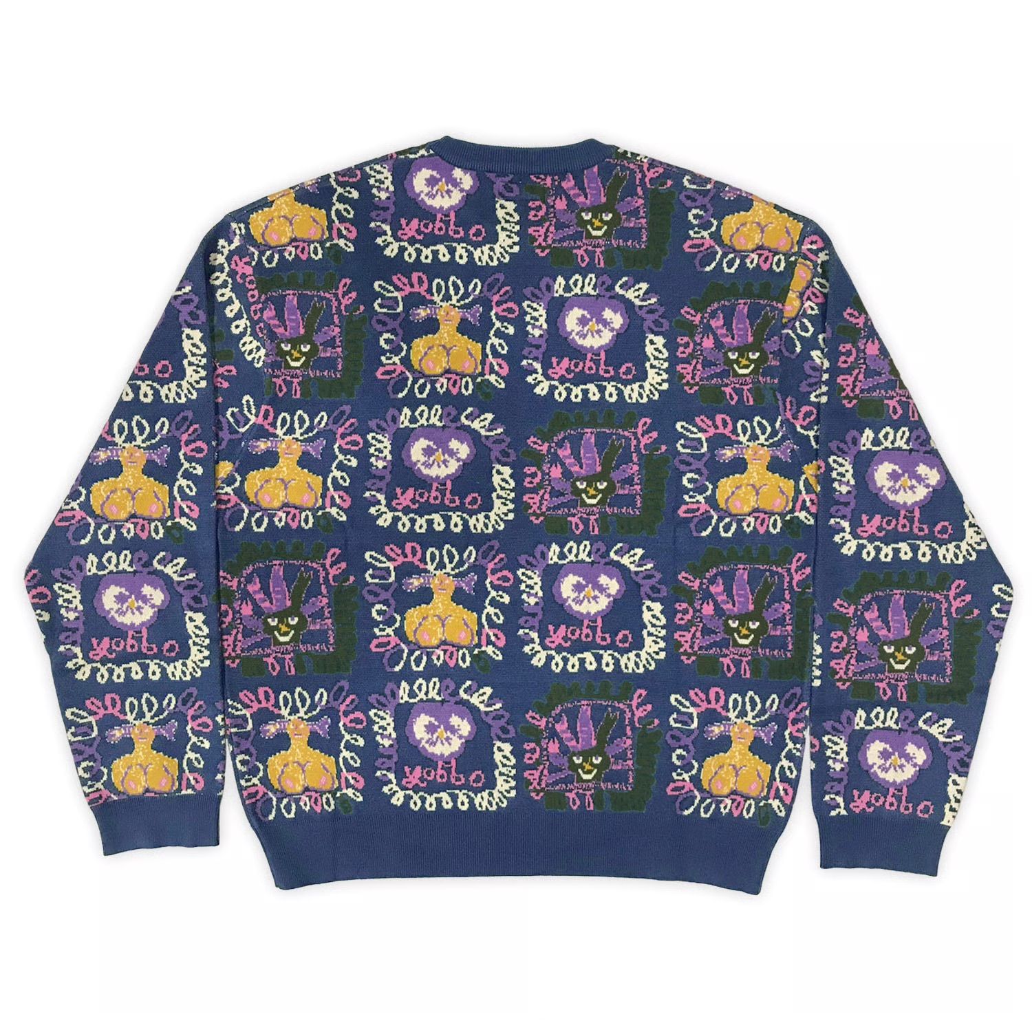 Faces Knit Sweater Black Harbour Blue / ニット セーター