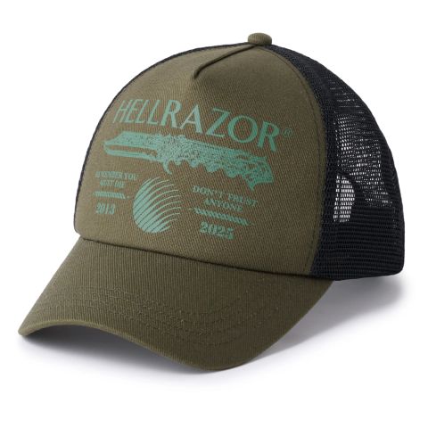 DTA TRUCKER CAP - ARMY GREEN/BLACK MESH HELLRAZOR®︎ MOZYSKEY COLLECTION  / キャップ
