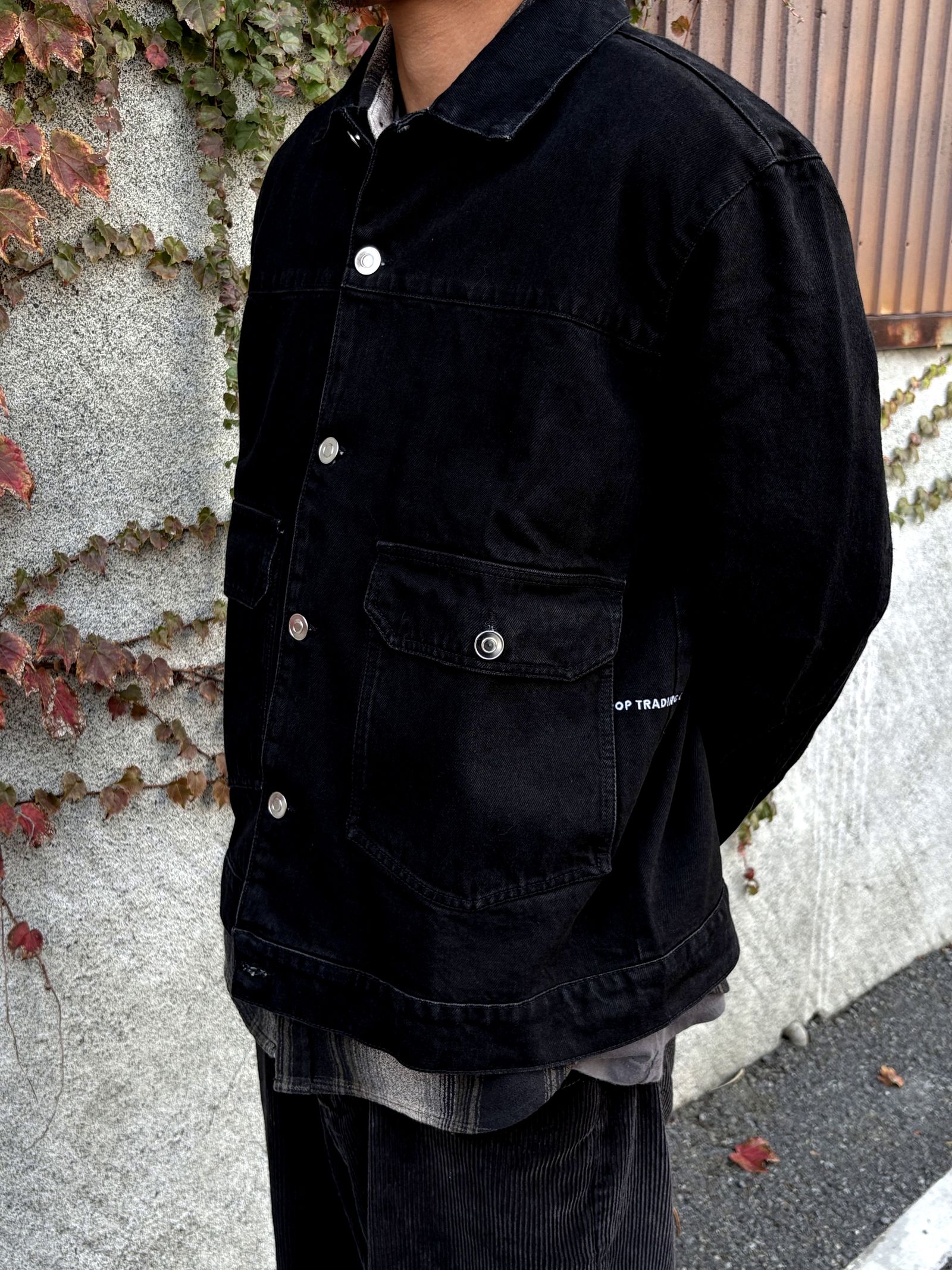 Pop Full Button Denim Jacket Black / デニムジャケット