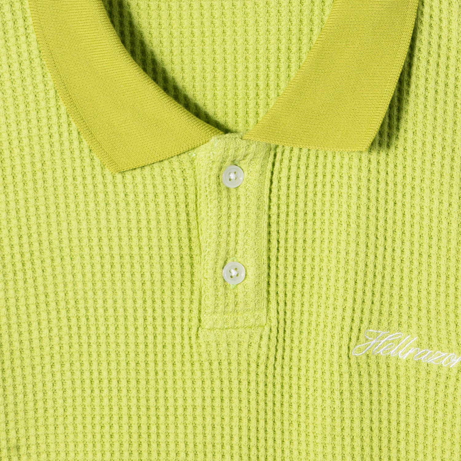 SCRIPT LOGO WAFFLE POLO SHIRT (LIME GREEN) / ポロシャツ