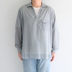 SUPER LIGHT WOOL CHECK SKIPPER SHIRT / スーパー ライト ウール チェック スキッパー シャツ（GREEN GREY）