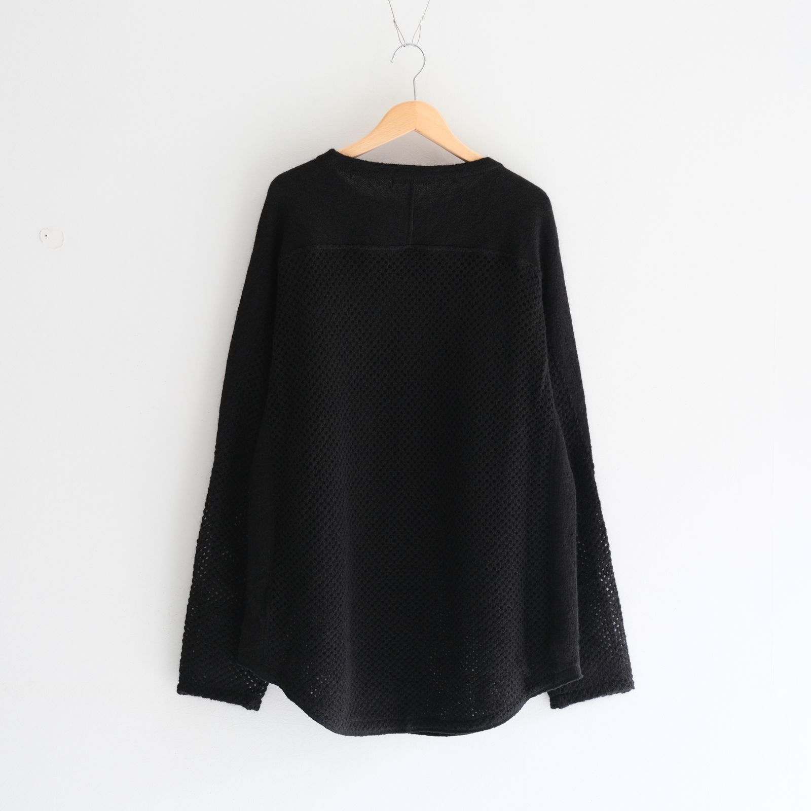 SWITCHING FOOTBALL MOHAIR KNIT TEE ‐Mesh crochet‐ / ニット / フットボールシャツ / モヘア / Black