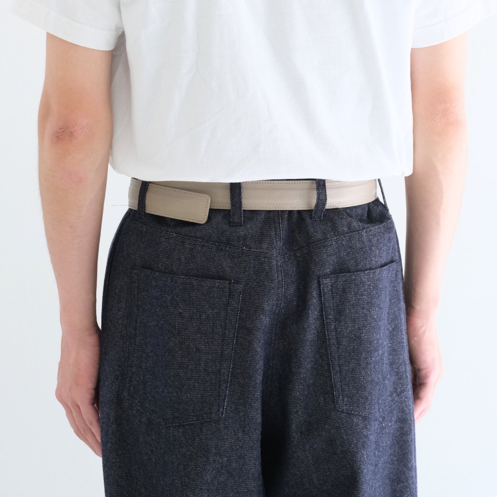 【残り1点】Leather Belt / レザー ベルト（Gray）