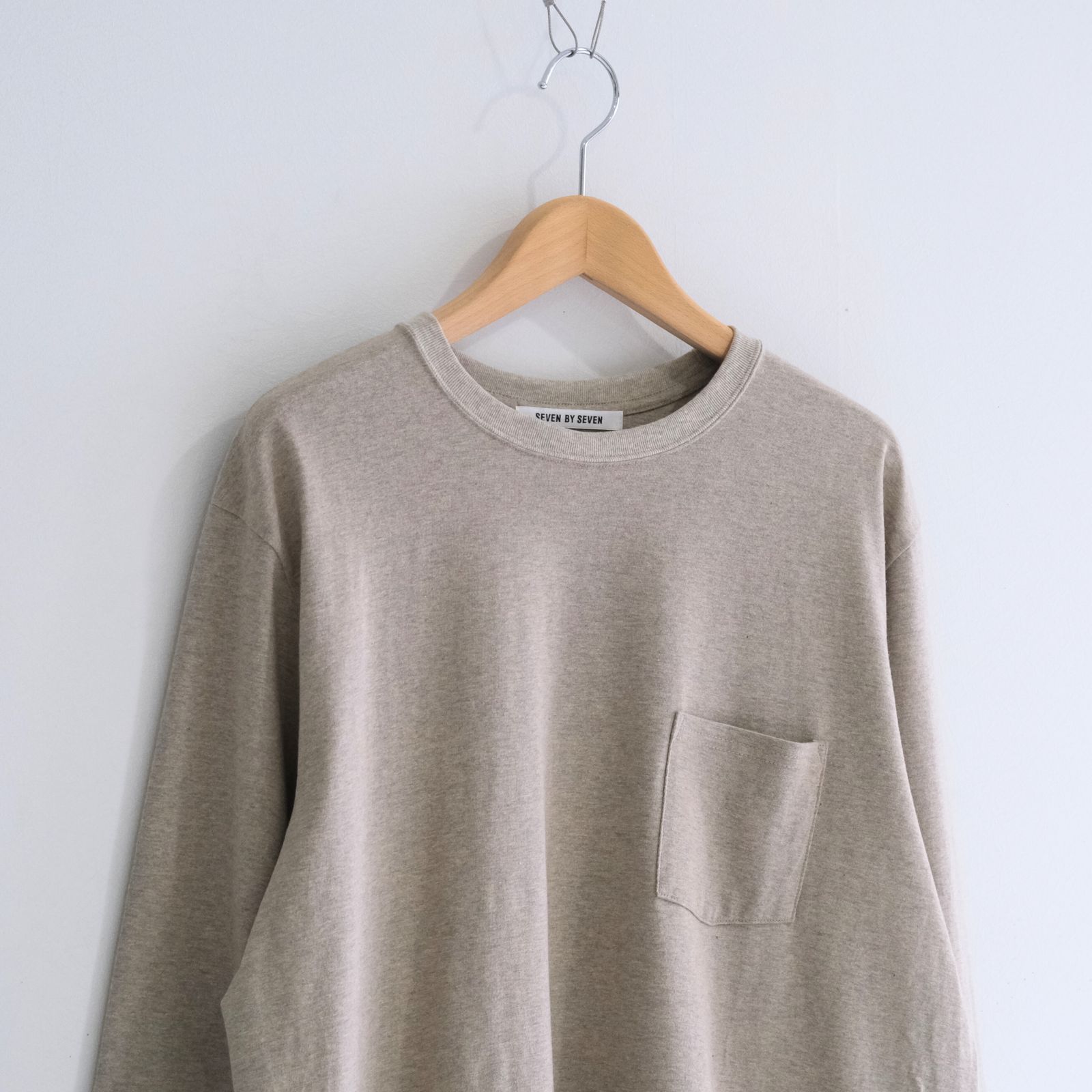 WRAP AROUND POCKET TEE L/S - Raffy plainstitch - / ロンT / ロングスリーブTシャツ / ラフィー / Beige