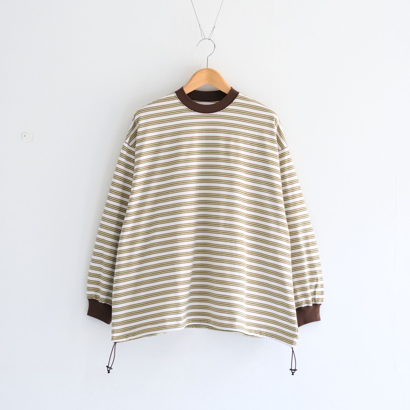 【販売開始 : 7/18 (土) 00:00~】Balloon Border Long-sleeve T-Shirt（BROWN x GREEN）