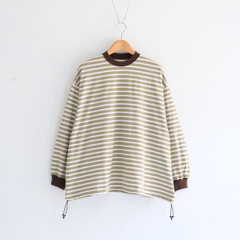 【販売開始 : 7/18 (土) 00:00~】Balloon Border Long-sleeve T-Shirt（BROWN x GREEN）