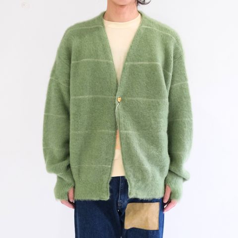 【残り1点】MOHAIR BOARDER CARDIGAN（GREEN）