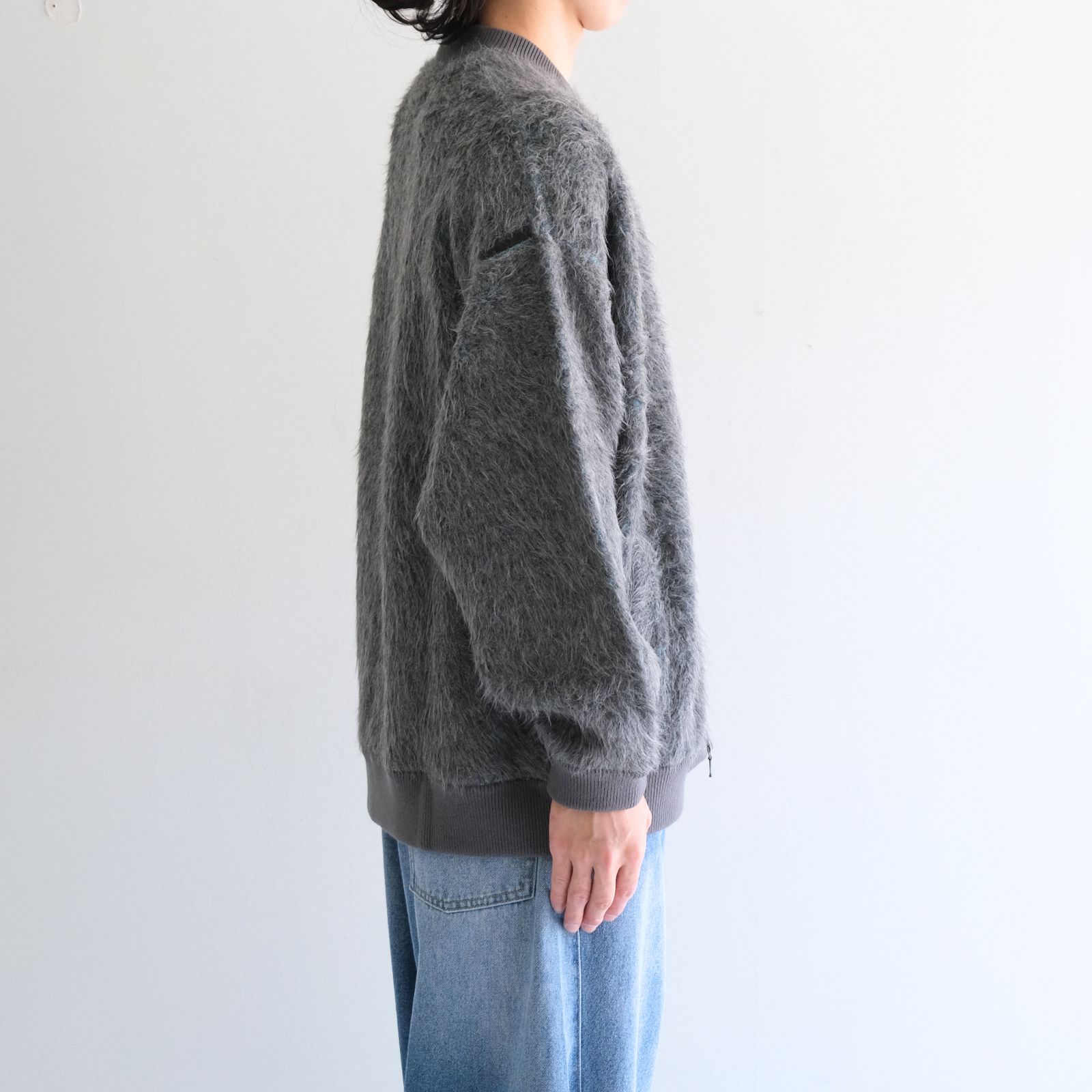 Suri Alpaca Bomber Jacket / スリ アルパカ ボンバージャケット（Grey / Turquoise）