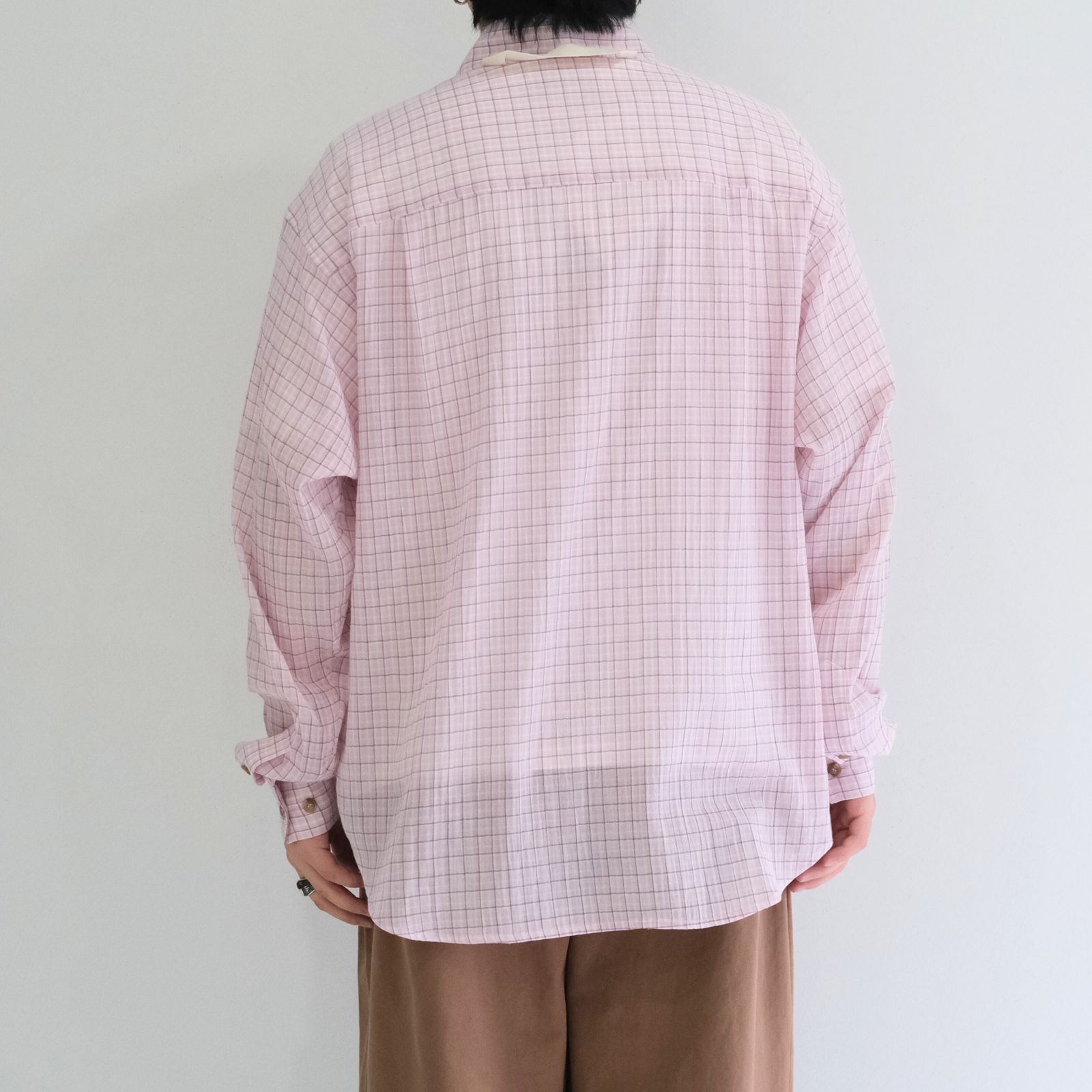 PREMIUM RONACHECK WRINKLE OVER SIZED SHIRTS / プレミアム ロナチェック リンクル オーバーサイズ シャツ（LEMONADE PINK）