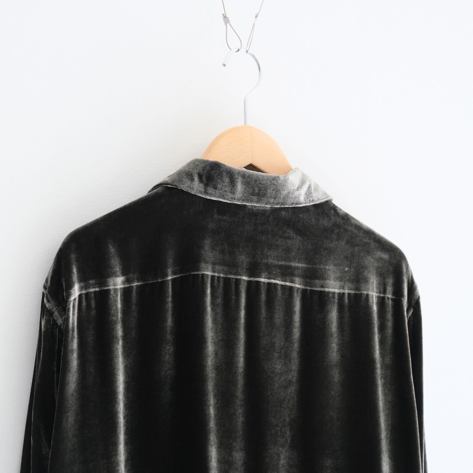 VELVET OPEN COLLAR SHIRTS ‐Silk Rayon‐ / シャツ / 開襟シャツ / シルク / レーヨン / ベルベット / Black
