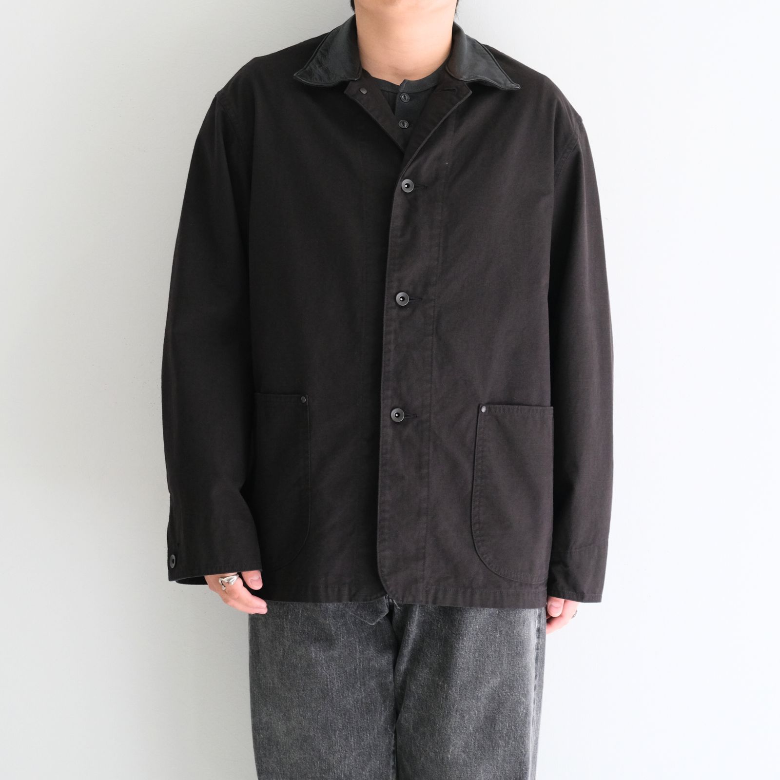 WASHED C/R/S DUCK COVERALL / ジャケット / カバーオール / BLACK