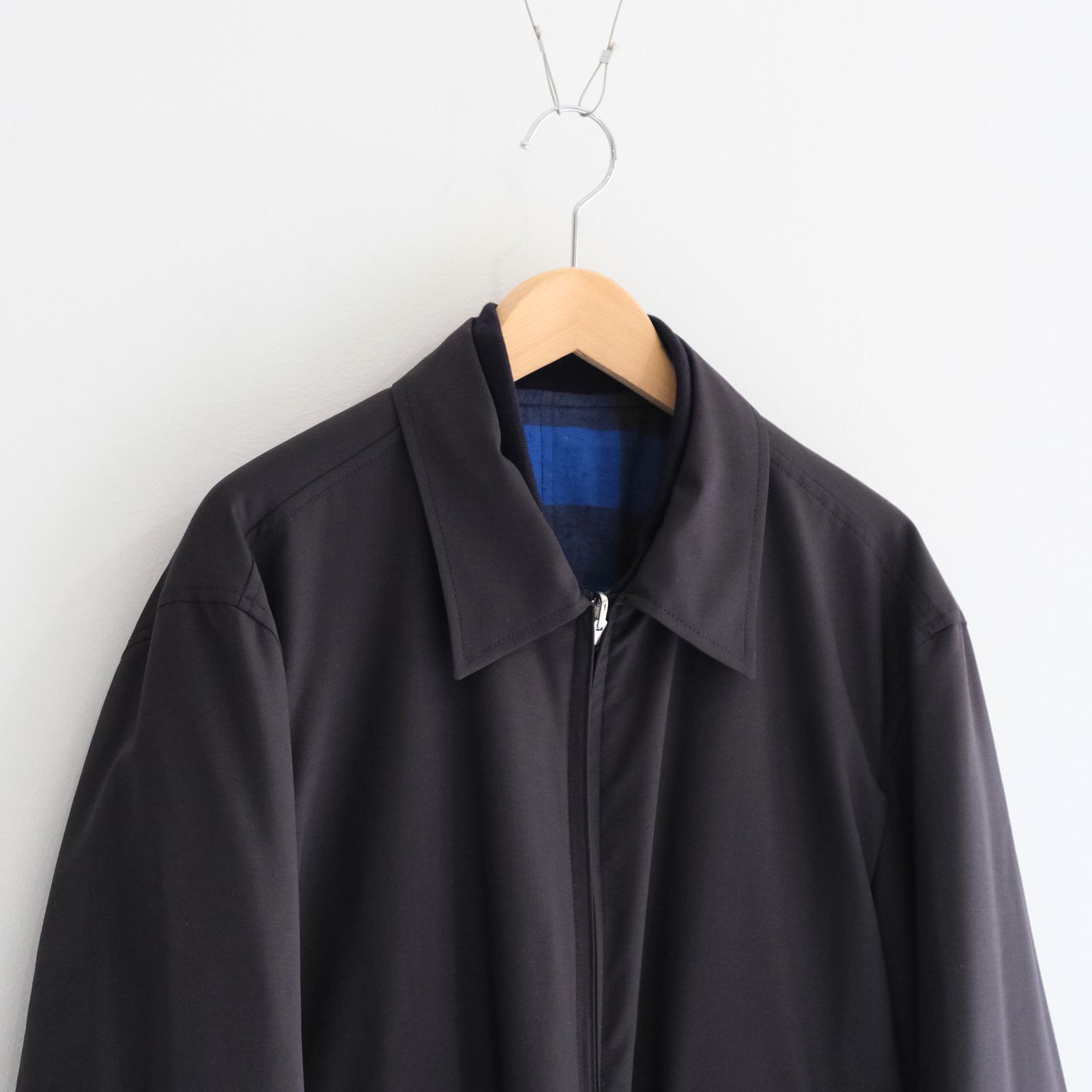 REVERSIBLE BLOUSON ‐Wool /Cotton slub Buffalo check‐ / ジャケット / ブルゾン / リバーシブル / プリマロフト / Navy・Blue