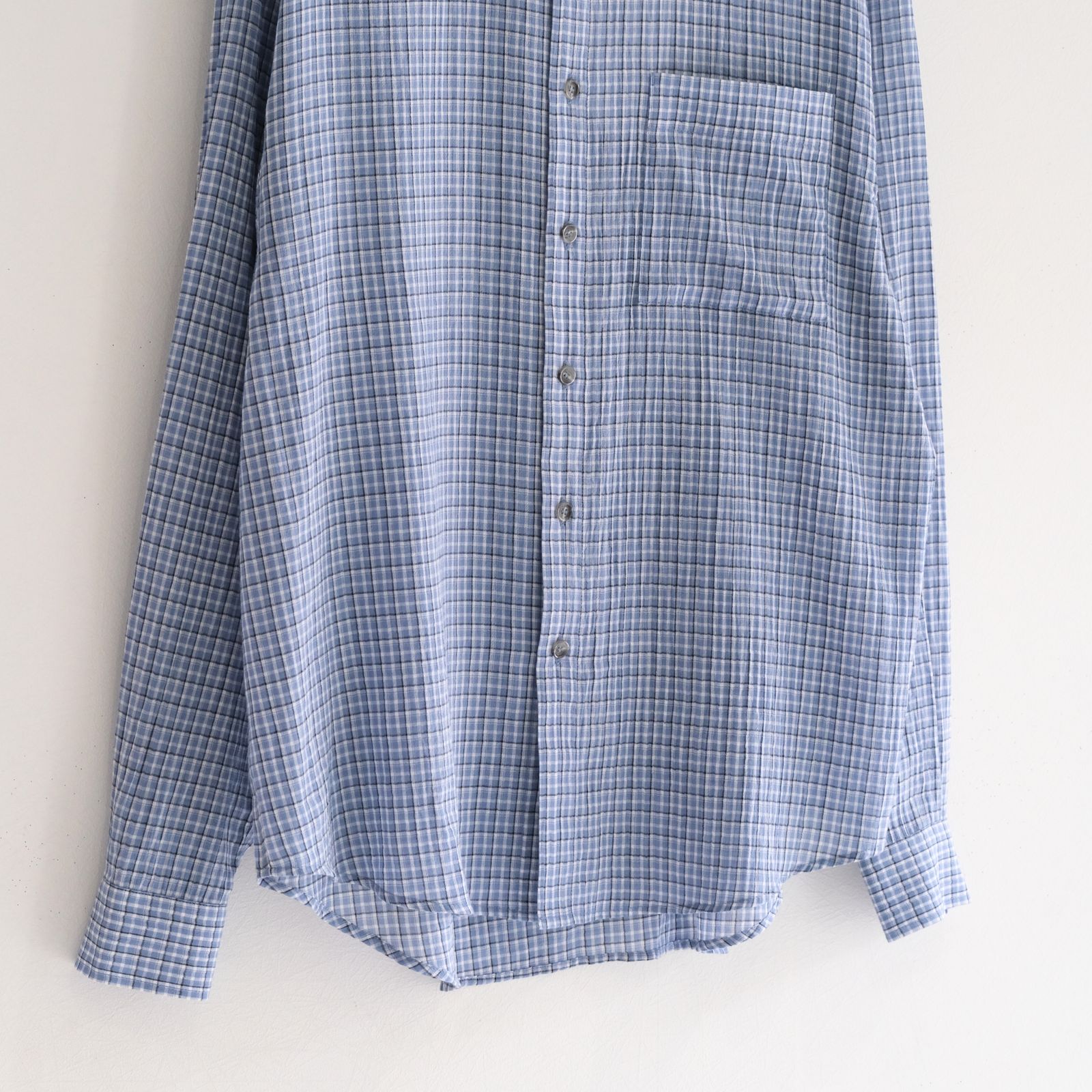 PREMIUM RONACHECK WRINKLE OVER SIZED SHIRTS / シャツ / LIGHT SKY BLUE