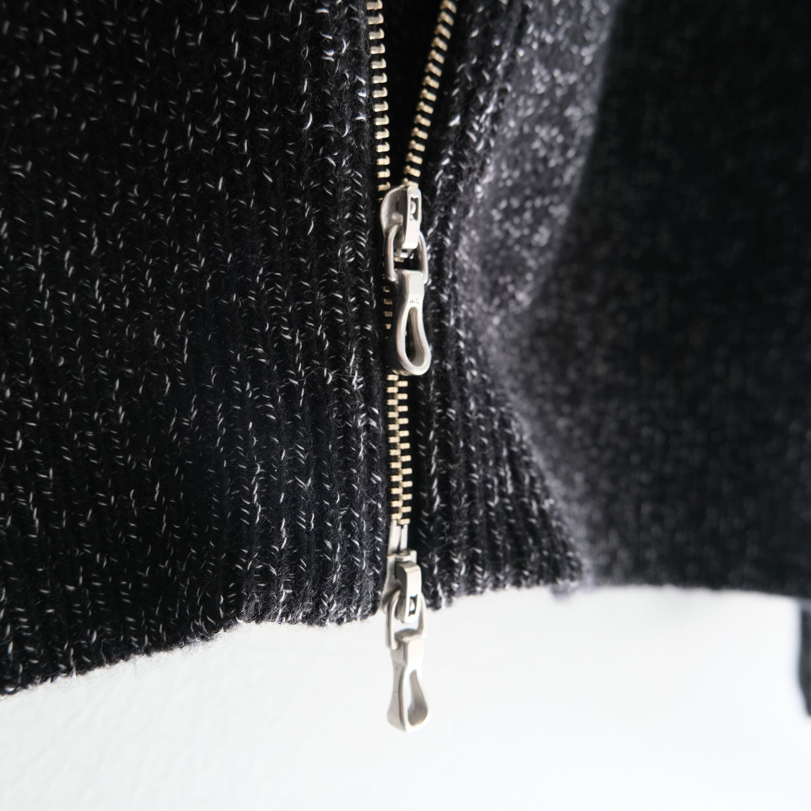W/C MEALANGE RIB DRIVERS KNIT / ニット/ ドライバーズニット / メリノウール / BLACK
