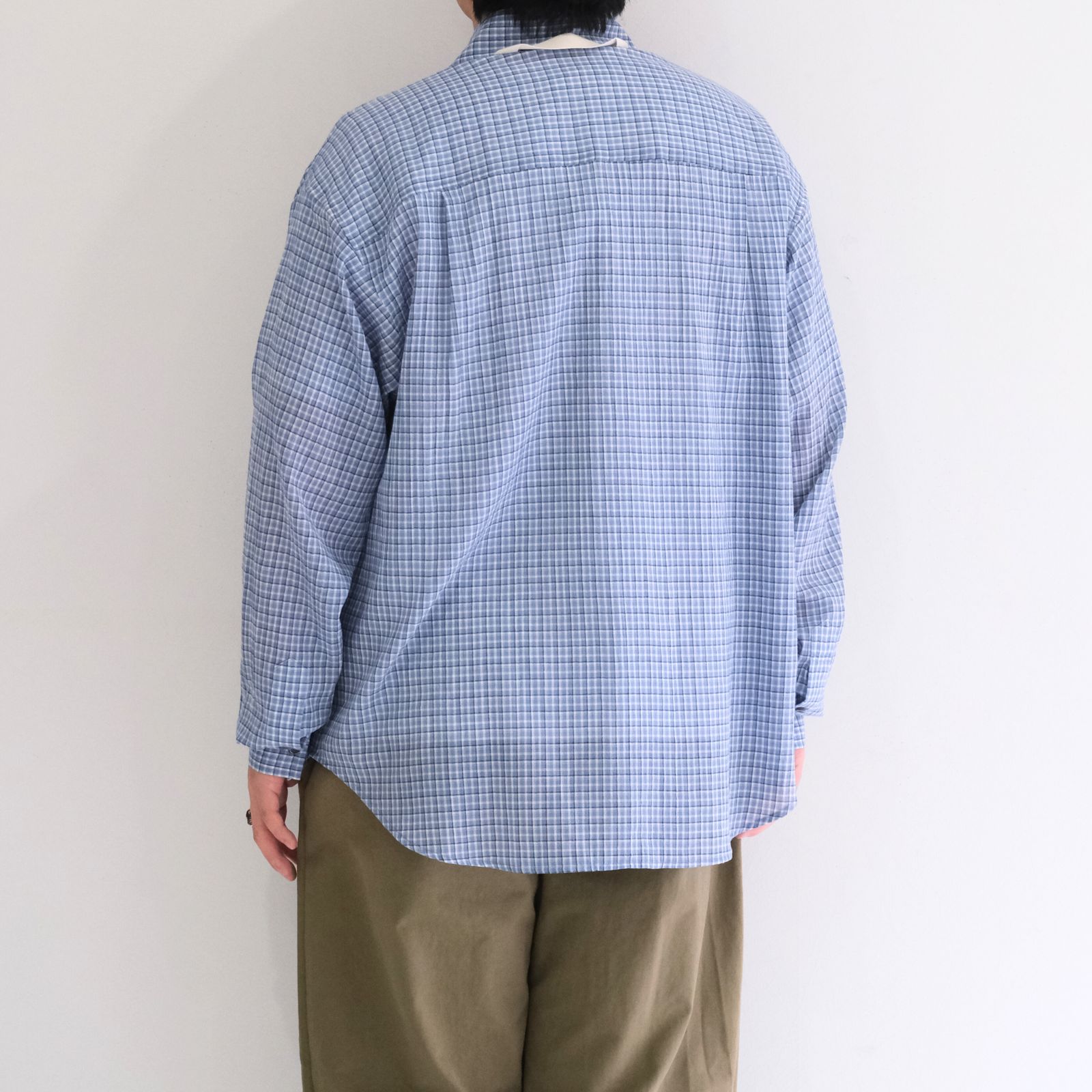 PREMIUM RONACHECK WRINKLE OVER SIZED SHIRTS / プレミアム ロナチェック リンクル オーバーサイズ シャツ（LIGHT SKY BLUE）