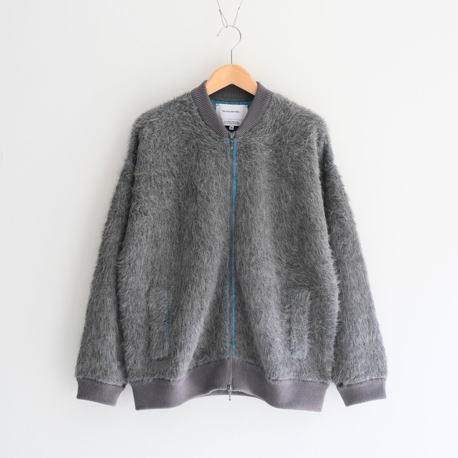 Suri Alpaca Bomber Jacket / ジャケット / ボンバージャケット / アルパカ / スリアルパカ / Grey / Turquoise