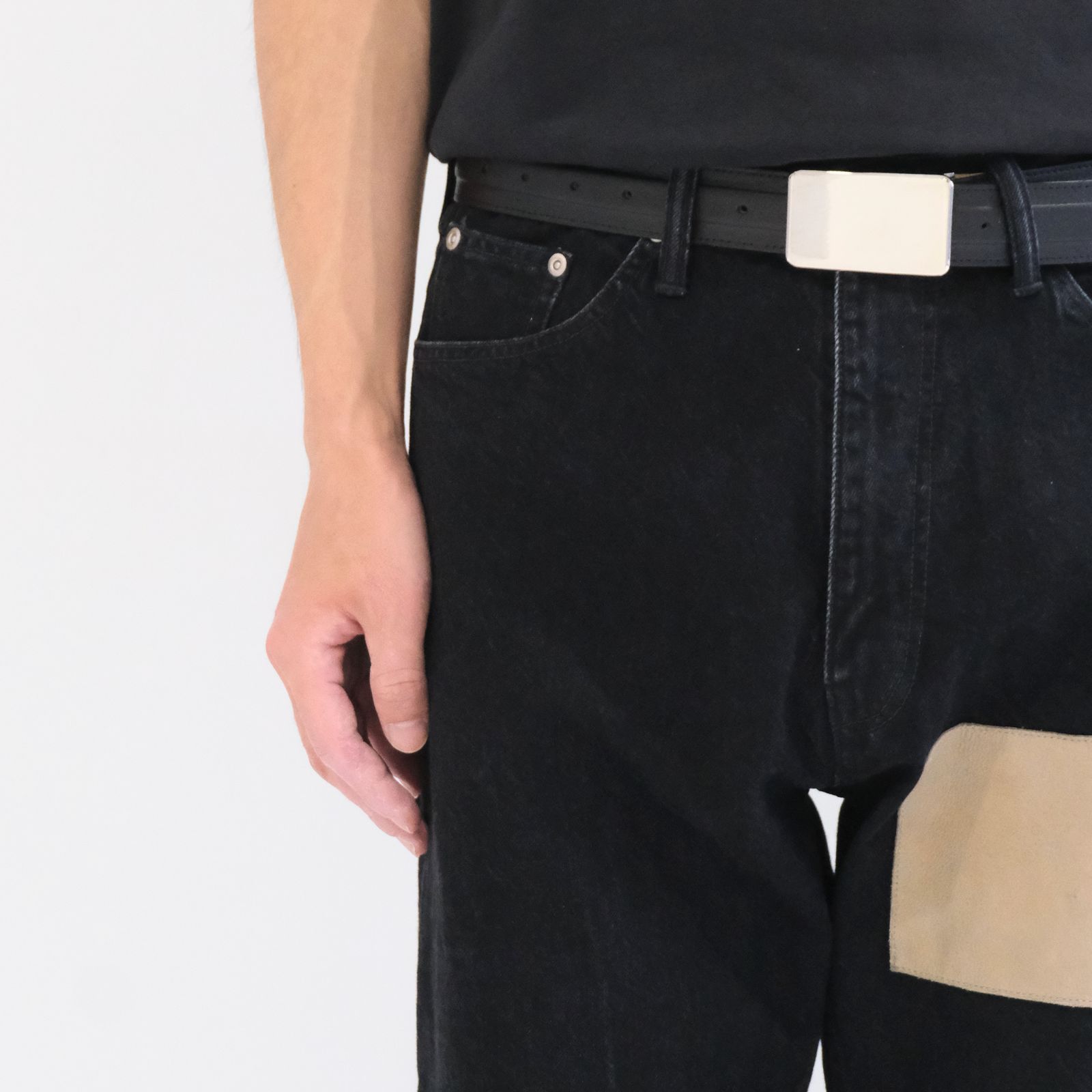 【残り1点】"JUDE II" LEATHER New Standard Straight by 12oz Denim（BLACK）