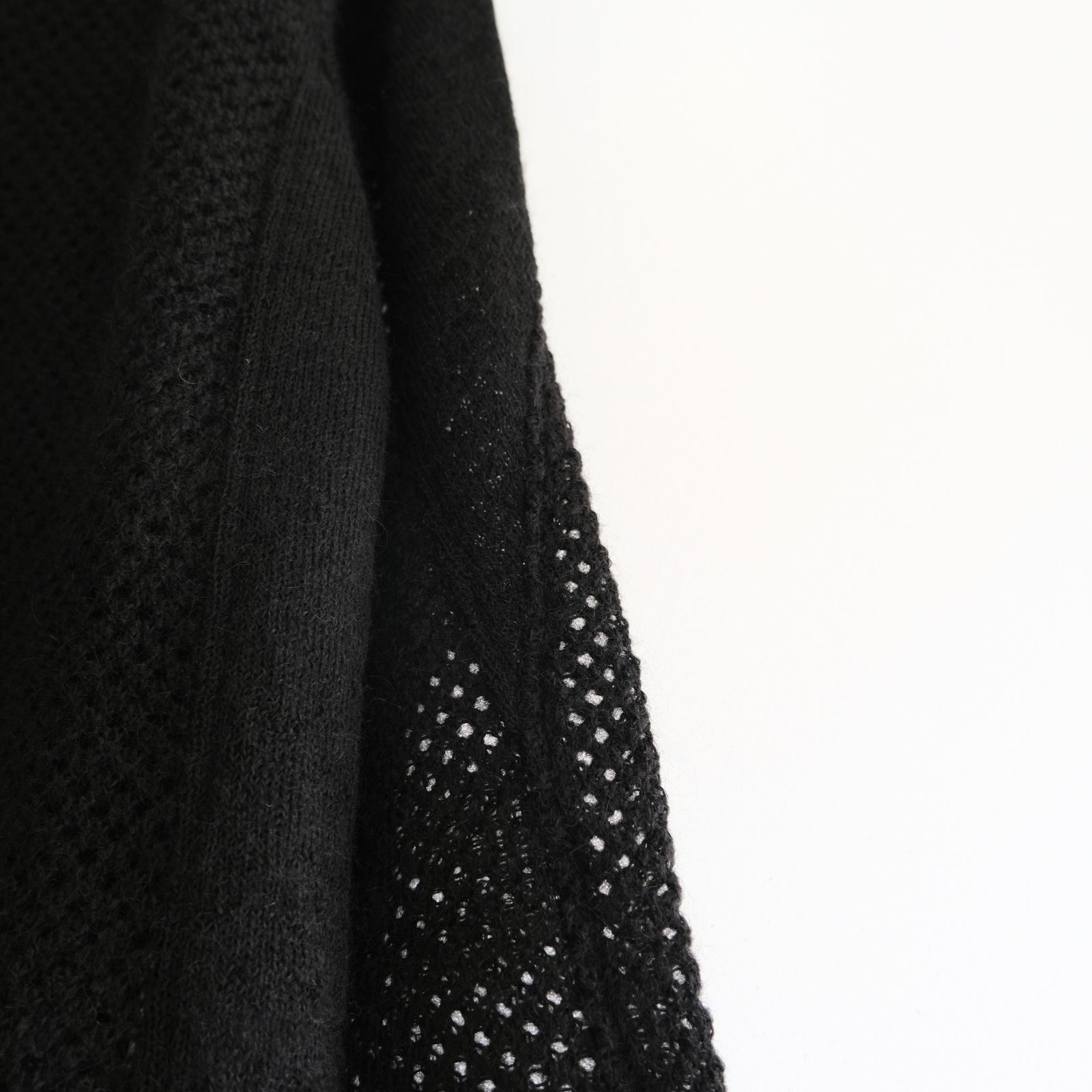 SWITCHING FOOTBALL MOHAIR KNIT TEE ‐Mesh crochet‐ / ニット / フットボールシャツ / モヘア / Black