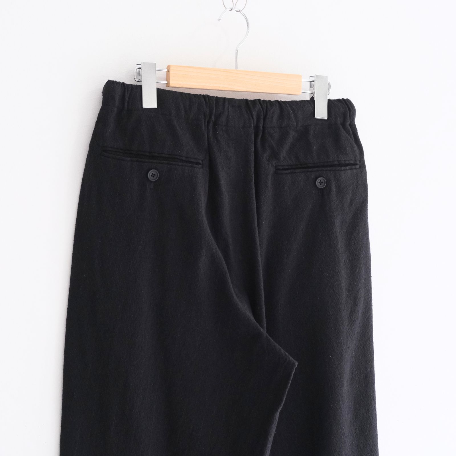 【残り1点】WASHED W/S STRIPE DRAWSTRING WIDE PANTS（BLACK）