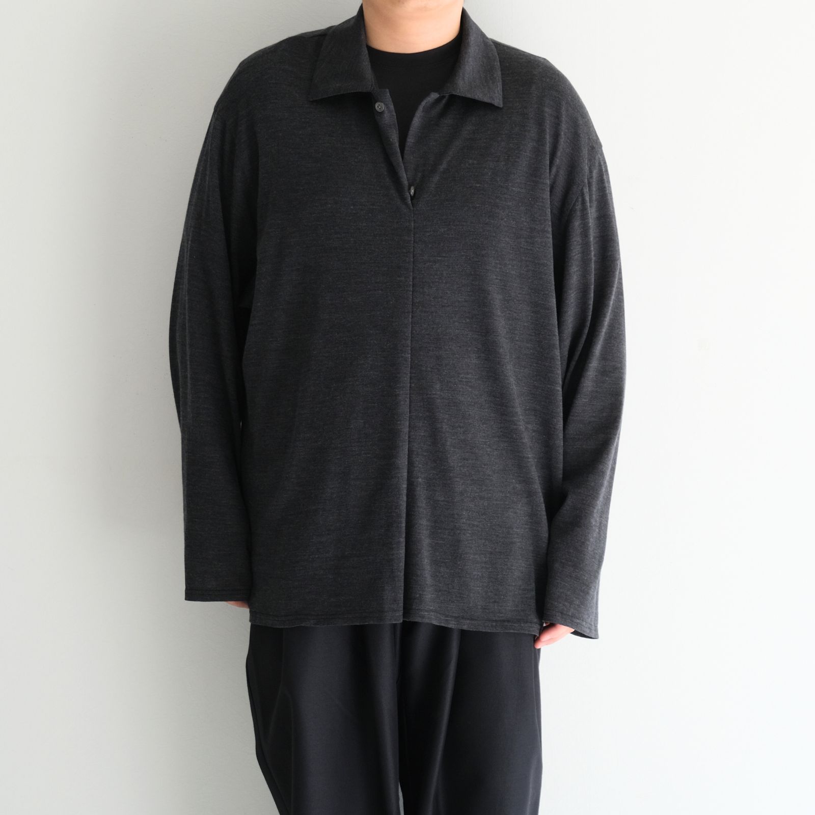 Wool Jersey Twisted polo Shirts / ポロシャツ / Gray
