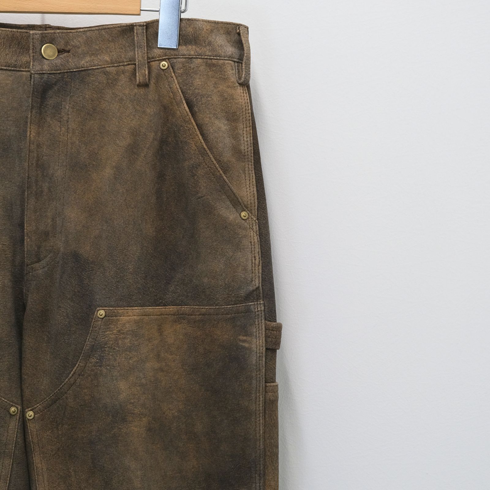 LEATHER DOUBLE KNEE PANTS / レザーパンツ / ゴートレザー