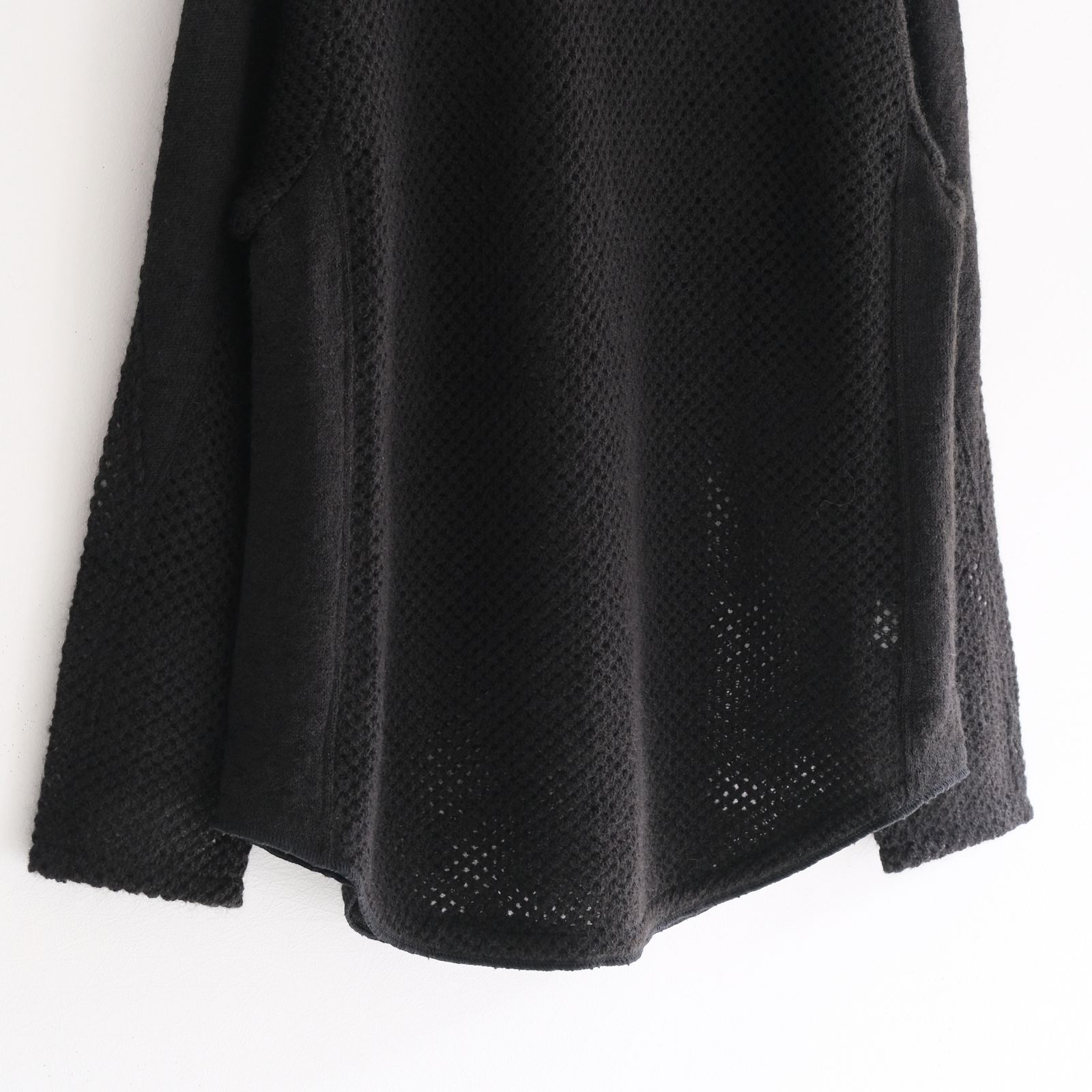 SWITCHING FOOTBALL MOHAIR KNIT TEE ‐Mesh crochet‐ / ニット / フットボールシャツ / モヘア / Black