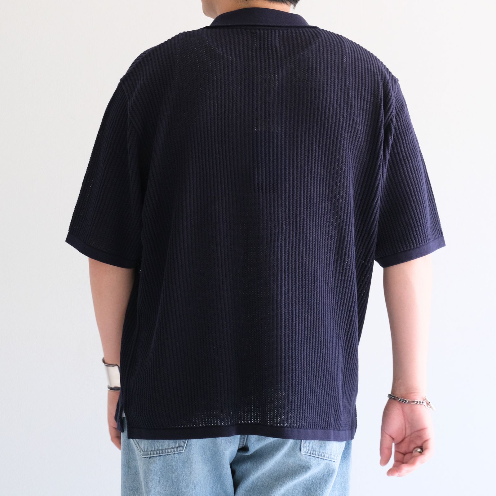 COTTON SUKASHI KNIT S/T / （NAVY）
