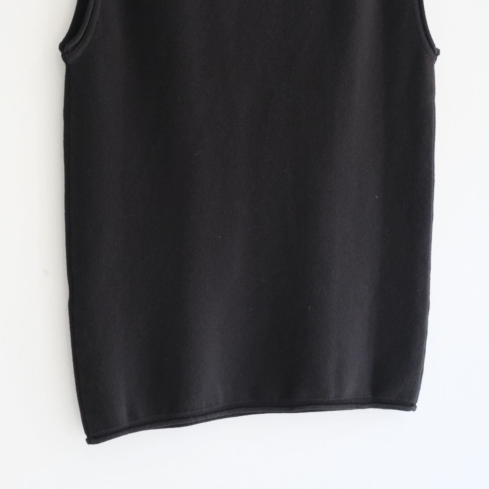 PREMIUM WIDE SHOULDER KNIT SLEEVELESS / ニット / ノースリーブ / ASPHALT BLACK