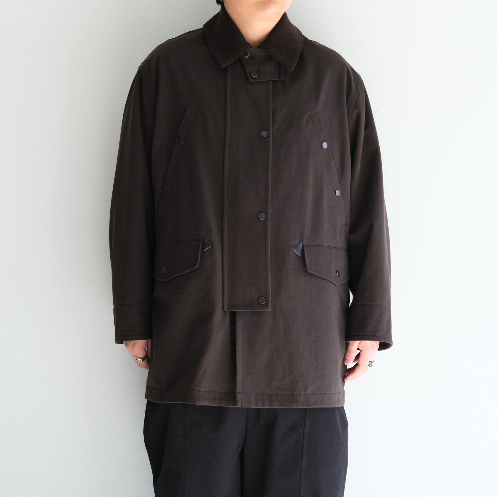WASHED VINTAGE TWILL MIL-COAT / ウォッシュドヴィンテージツイルミルコート（DARK BROWN）