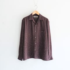 OPEN COLLAR SHIRTS  - Botanical print -（Dark Brown）