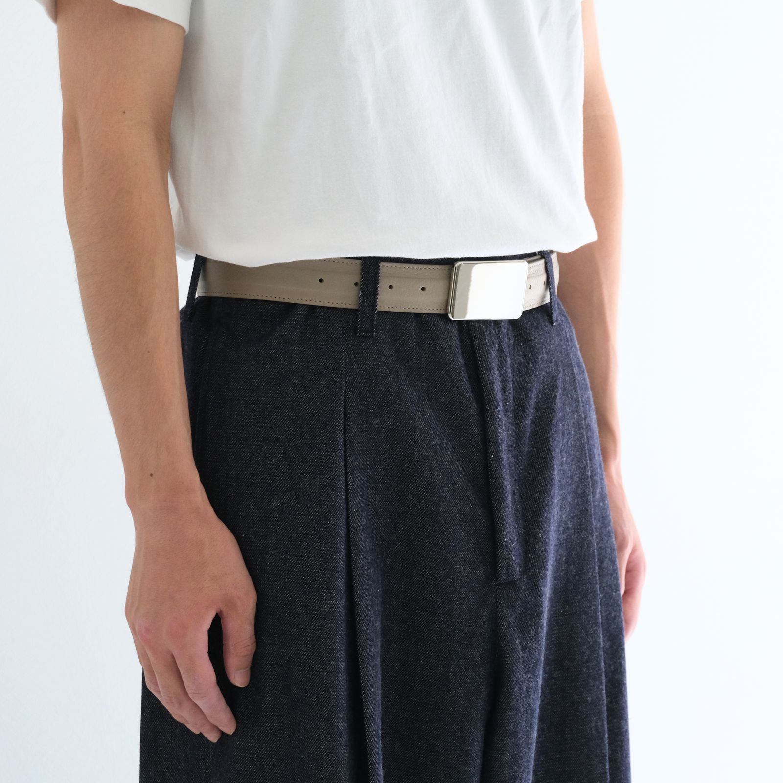 【残り1点】Leather Belt / レザー ベルト（Gray）
