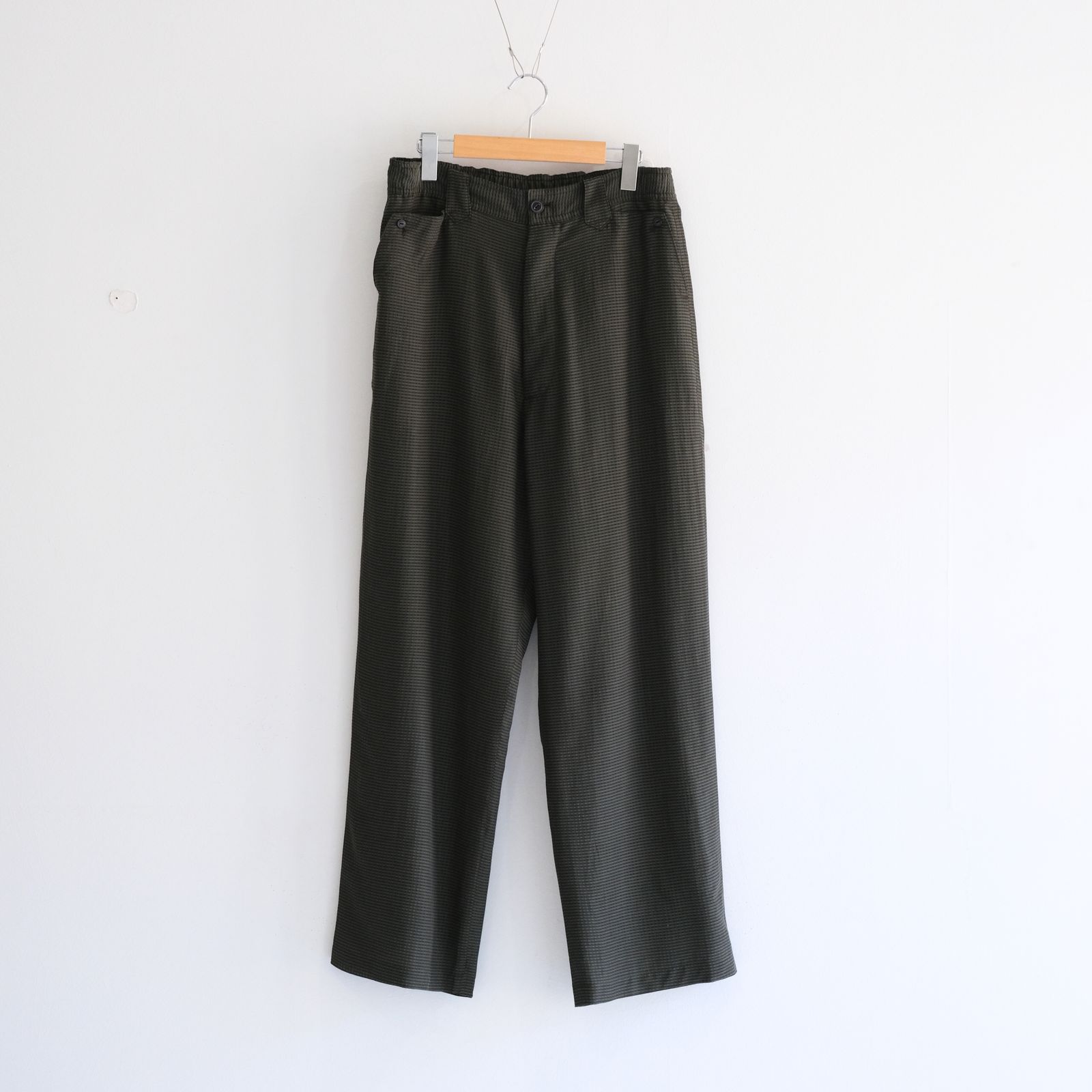 SHEER WESTERN EASY TROUSERS - Gingham check Indian fabric - / パンツ / OLIVE