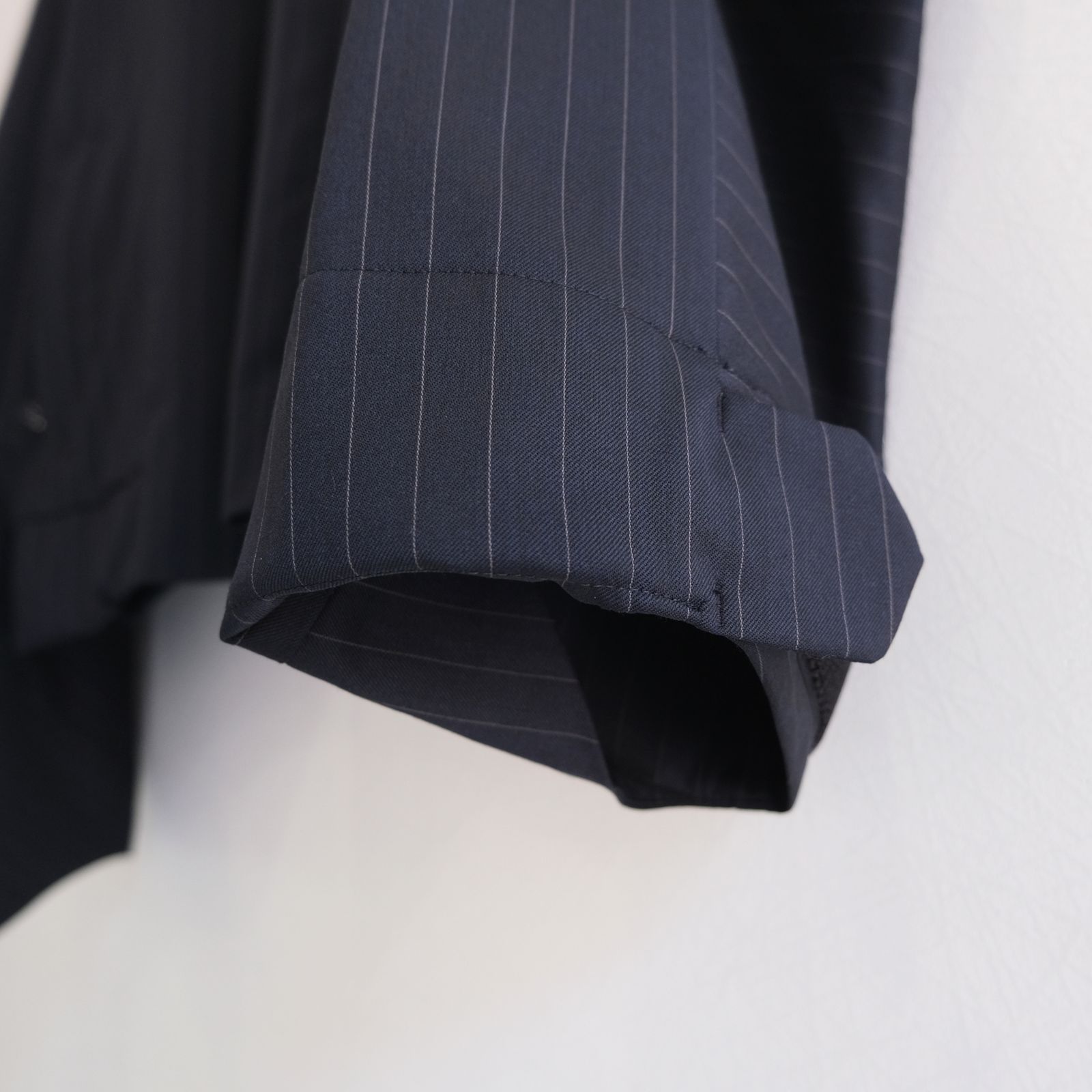 Merino Wool Stand Collar Blouson / メリノウール スタンドカラー ブルゾン（NAVY STRIPE）