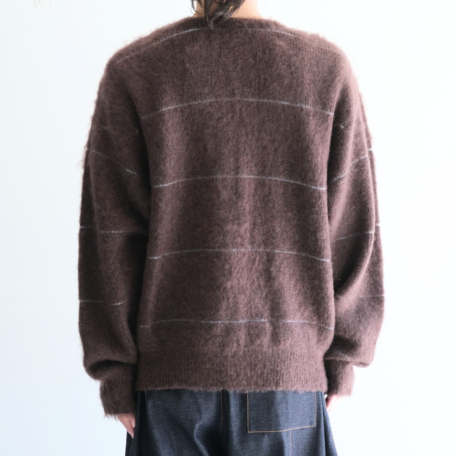 【残り1点】MOHAIR BOARDER CARDIGAN（BROWN）