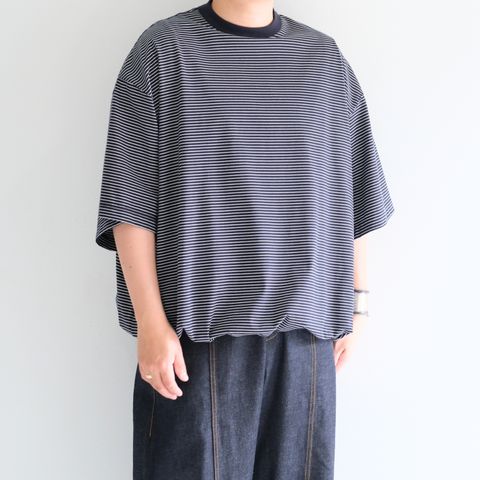 BALLOON BORDER SHORT SLEEVE T-SHIRT / Tシャツ / バルーン / ボーダー / NAVY × WHITE