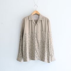 OPEN COLLAR SHIRTS  - Botanical print -（Gray Khaki）