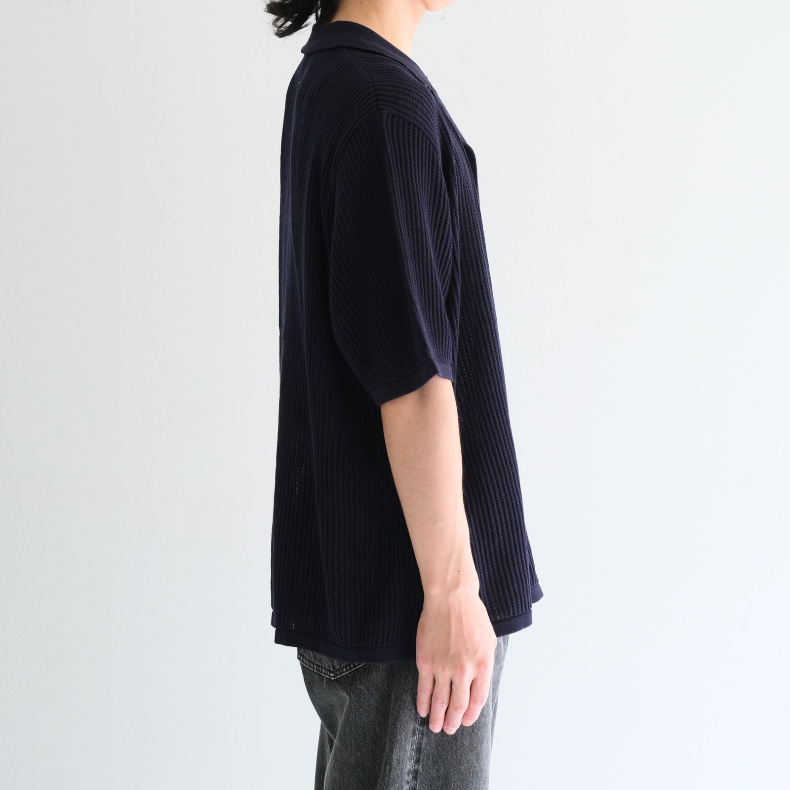COTTON SUKASHI KNIT S/T / （NAVY）