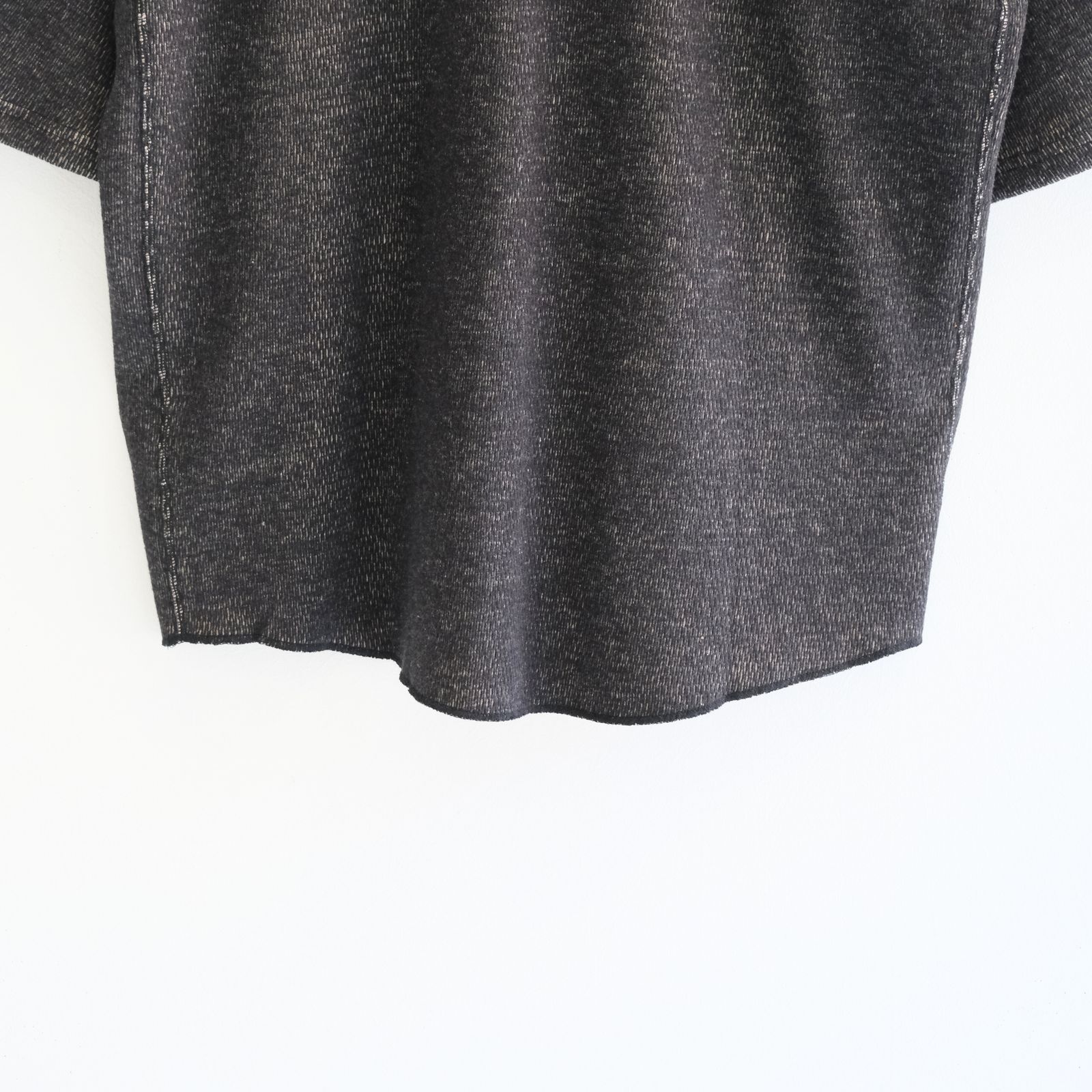 ORGANIC COTTON THERMAL TEE - Mixed ”UNSTAINED” yarn - /  Tシャツ / BLACK