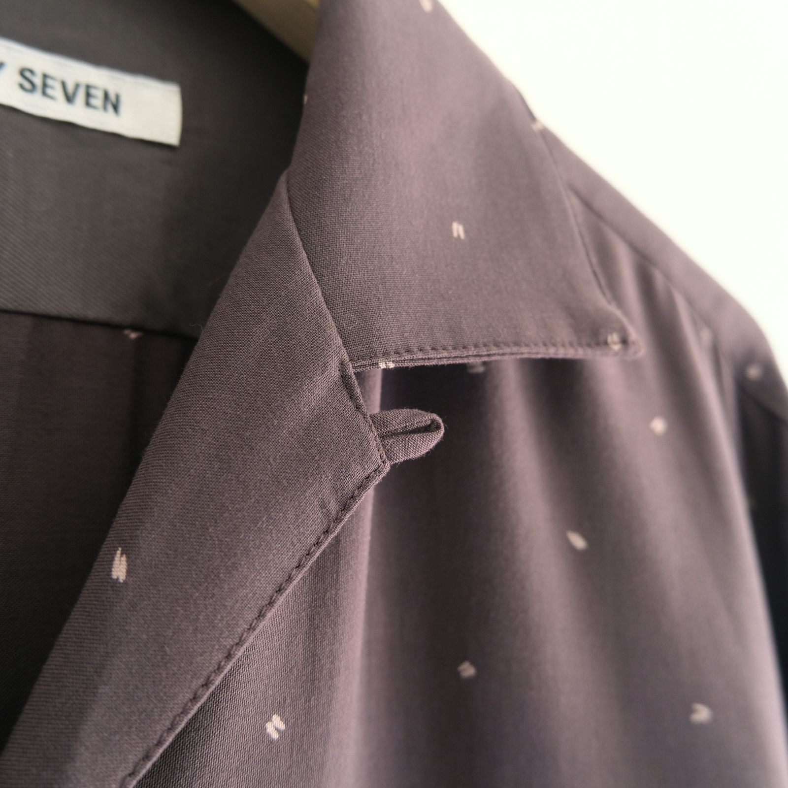 OPEN COLLAR SHIRTS  - Botanical print -（Dark Brown）