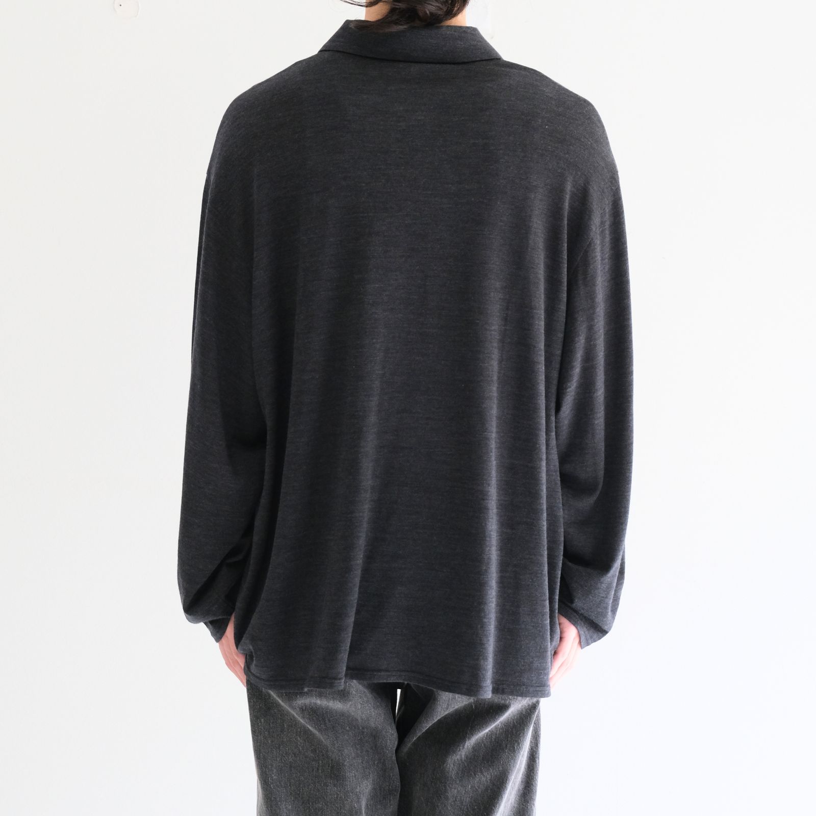 Wool Jersey Twisted polo Shirts / ウールジャージーツイストポロシャツ（Gray）