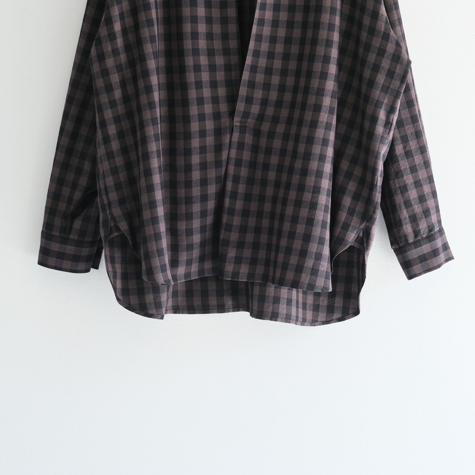 Silk Plaid Skipper Shirts / スキッパー / シャツ / シルク / BLACK