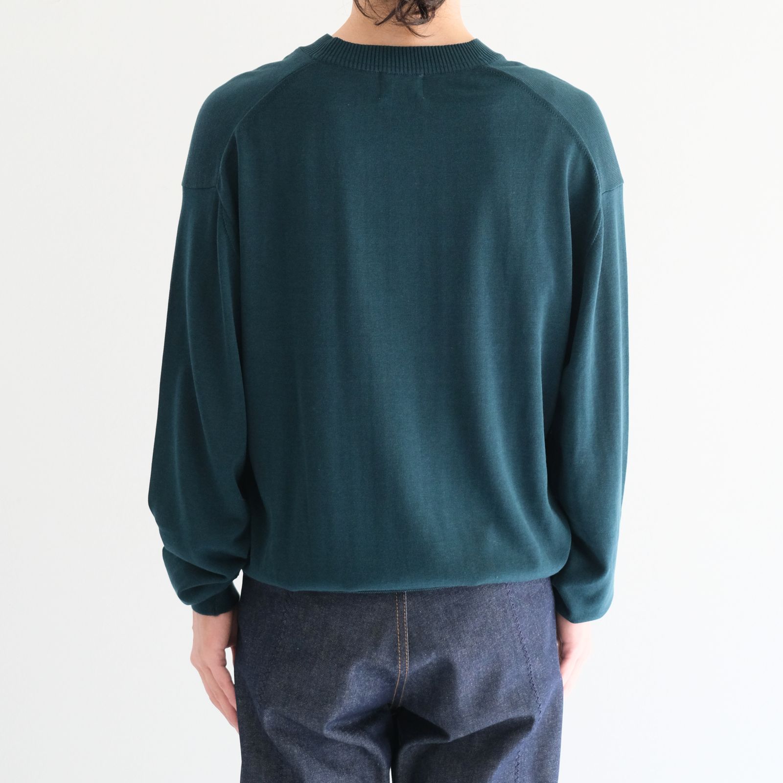 Current Silk V-neck Knit / カレント シルクVネックニット（Forest）