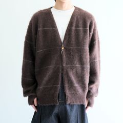 【残り1点】MOHAIR BOARDER CARDIGAN（BROWN）