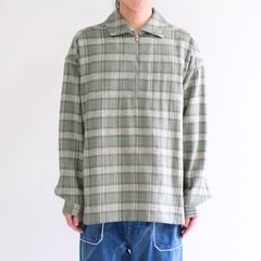 【残り1点】"ELWOOD" Half Zip Check Shirts（SAGE GREEN）