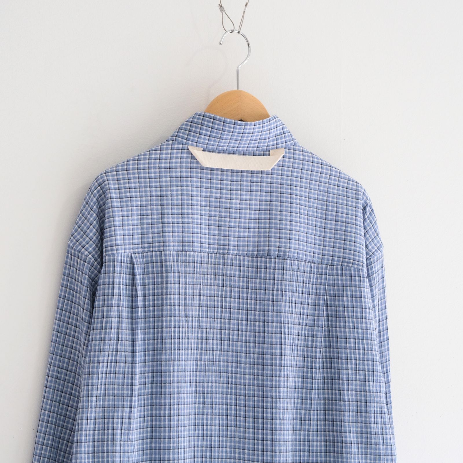 PREMIUM RONACHECK WRINKLE OVER SIZED SHIRTS / シャツ / LIGHT SKY BLUE